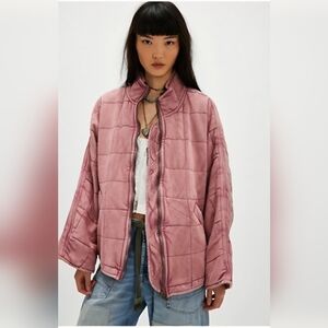 Free People Pink Quilted Puffer Jacket